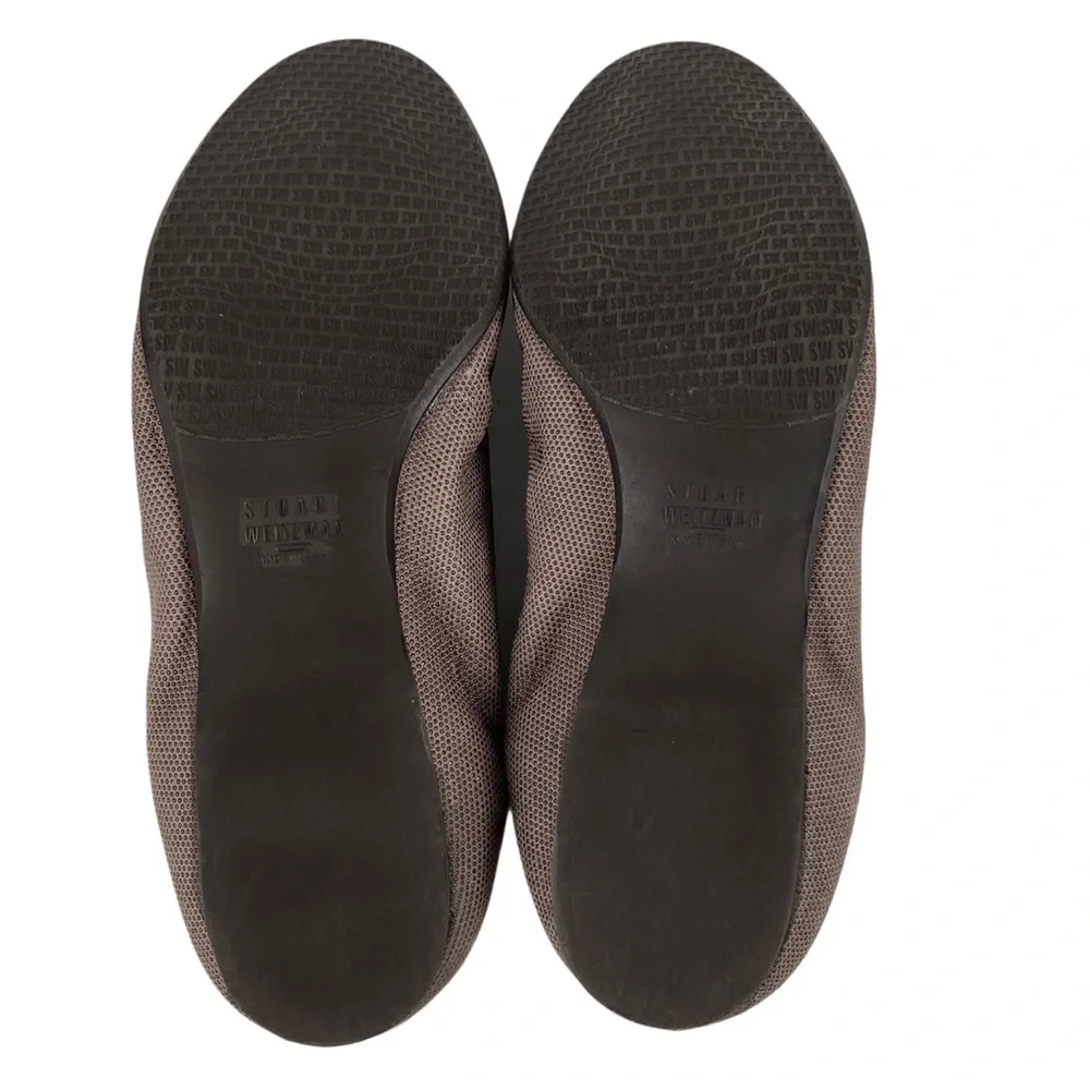 Stuart Weitzman Dark Taupe Textile Travel Ballet Flats Size 8.5 W